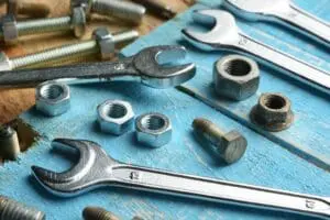 wrenches on a tabletop in Salt Lake City to perform heat pump maintenance