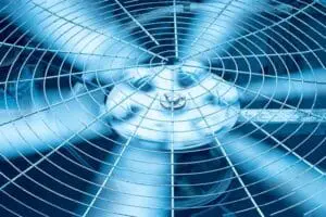 Close-up of an air conditioner fan.