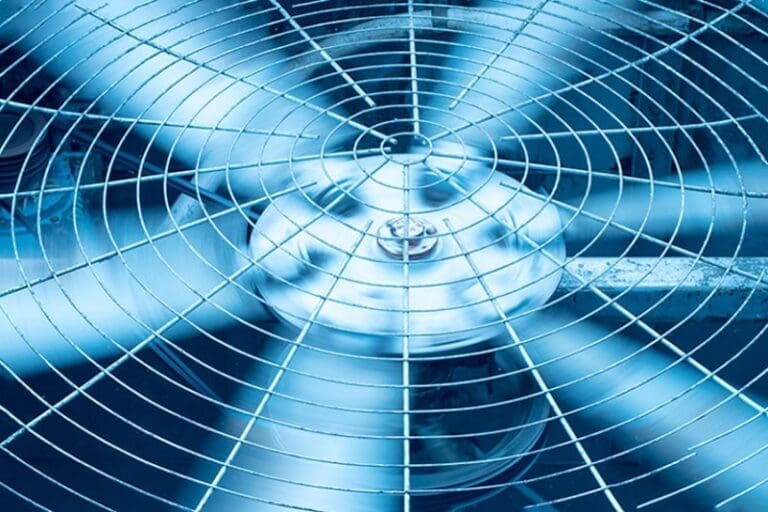 Close-up of an air conditioner fan.