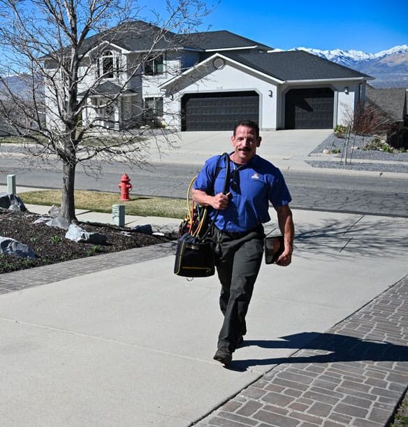just right team member walking in driveway