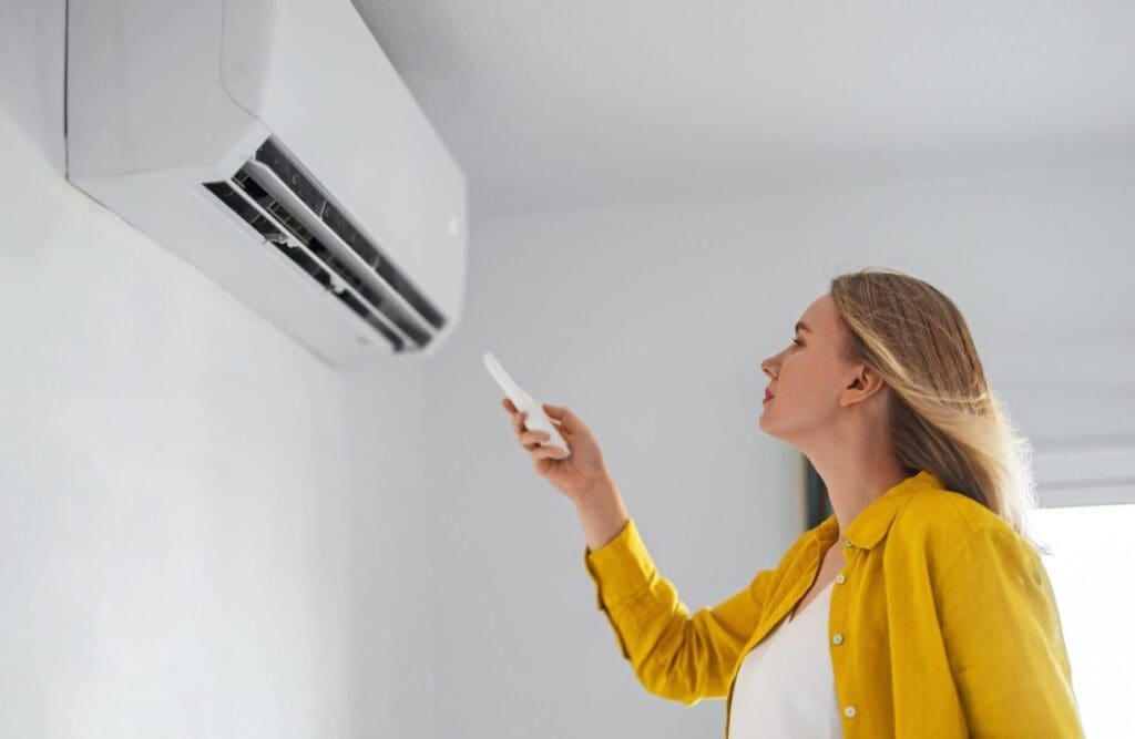 Ductless Mini Split Systems - Just Right woman trying to use air conditioner