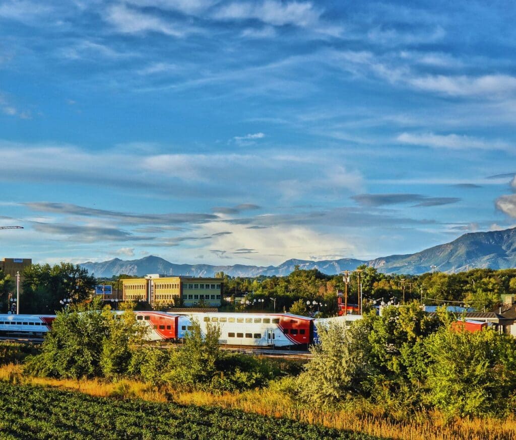 Kays Crossing with Train Evening, Layton, UT