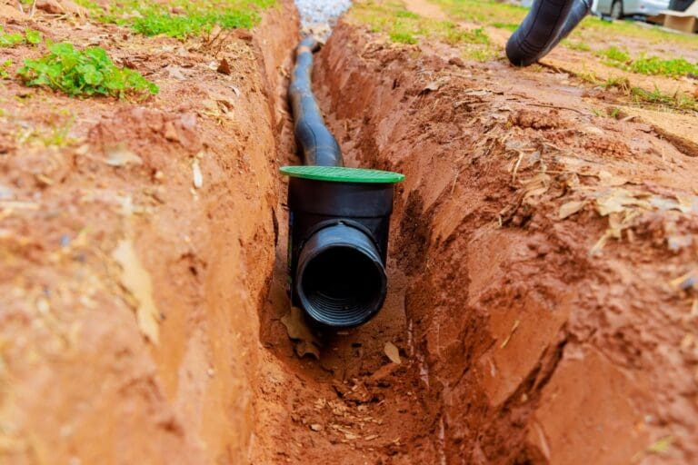 french drain being installed